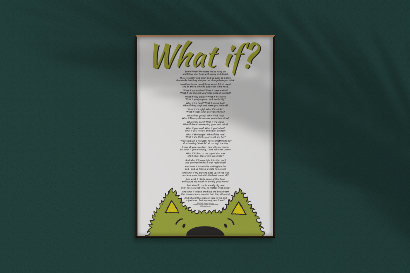 What if? Poster from best-selling picture book Jonathan James and the Whatif Monster